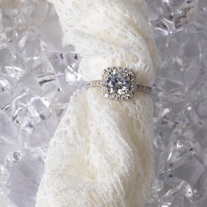 18k white gold CZ halo ring 8